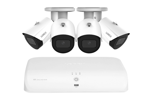 Lorex Fusion NVR with 4 A20 (Aurora Series) IP Bullet Cameras - 4K 16-Channel 2TB Wired System